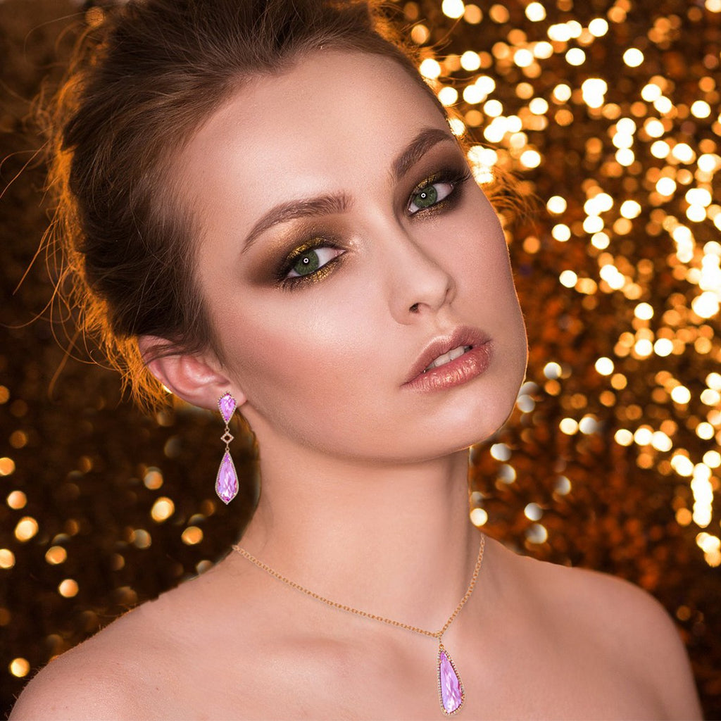 14K Pink Amethyst and Diamond Charm Pendant MP25308PA