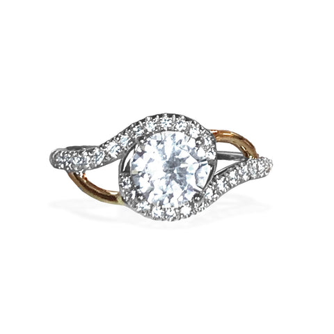 14k gold petite diamond white topaz fashion stackable ring MR45629