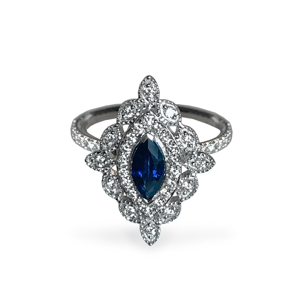 14k gold art deco sapphire fashion ring MR4562