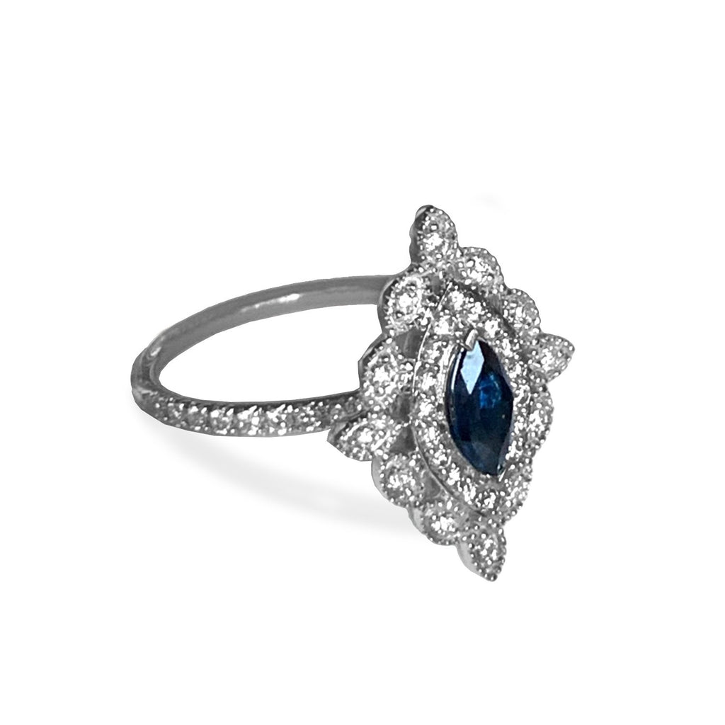 14k gold art deco sapphire fashion ring MR4562