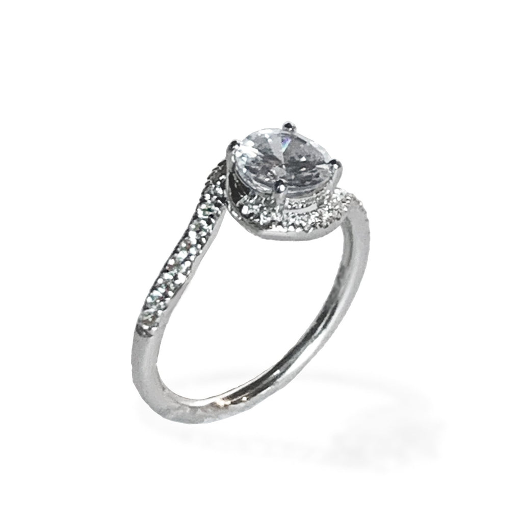 14k gold modern white topaz engagement ring MR4563