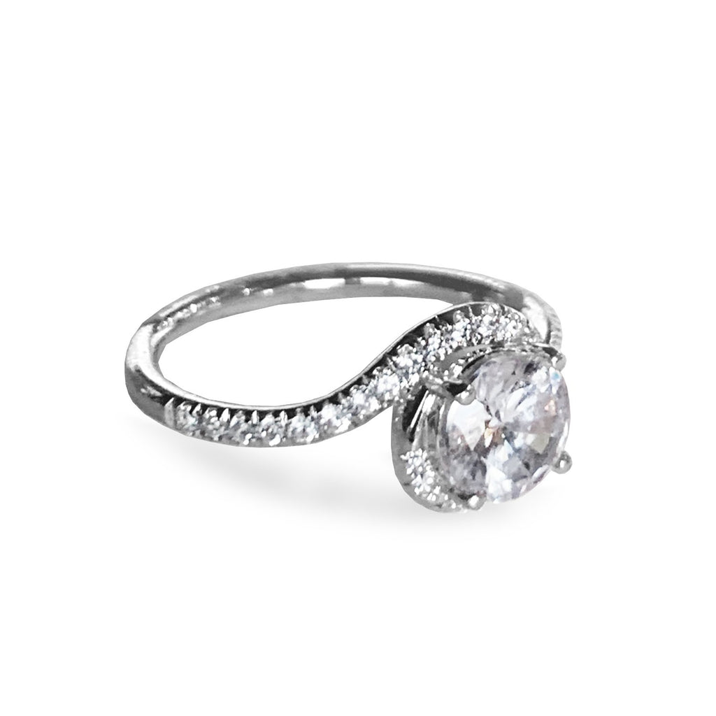 14k gold modern white topaz engagement ring MR4563