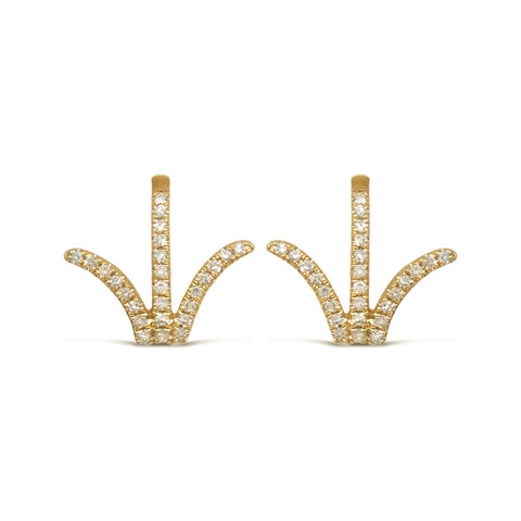 14K Gold Art Nuevo Pave Diamond Dangle Earring E654