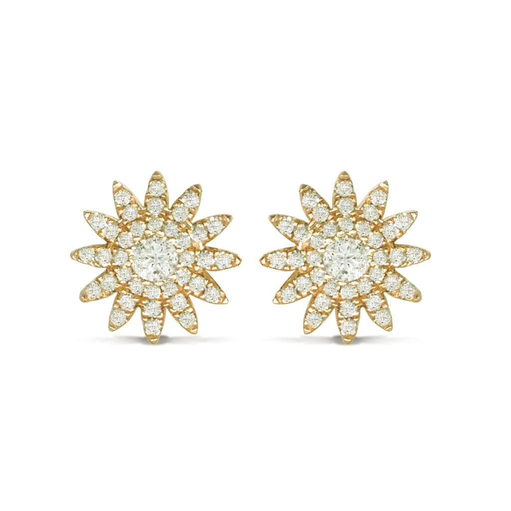 14k gold diamond starburst stud earrings 554894