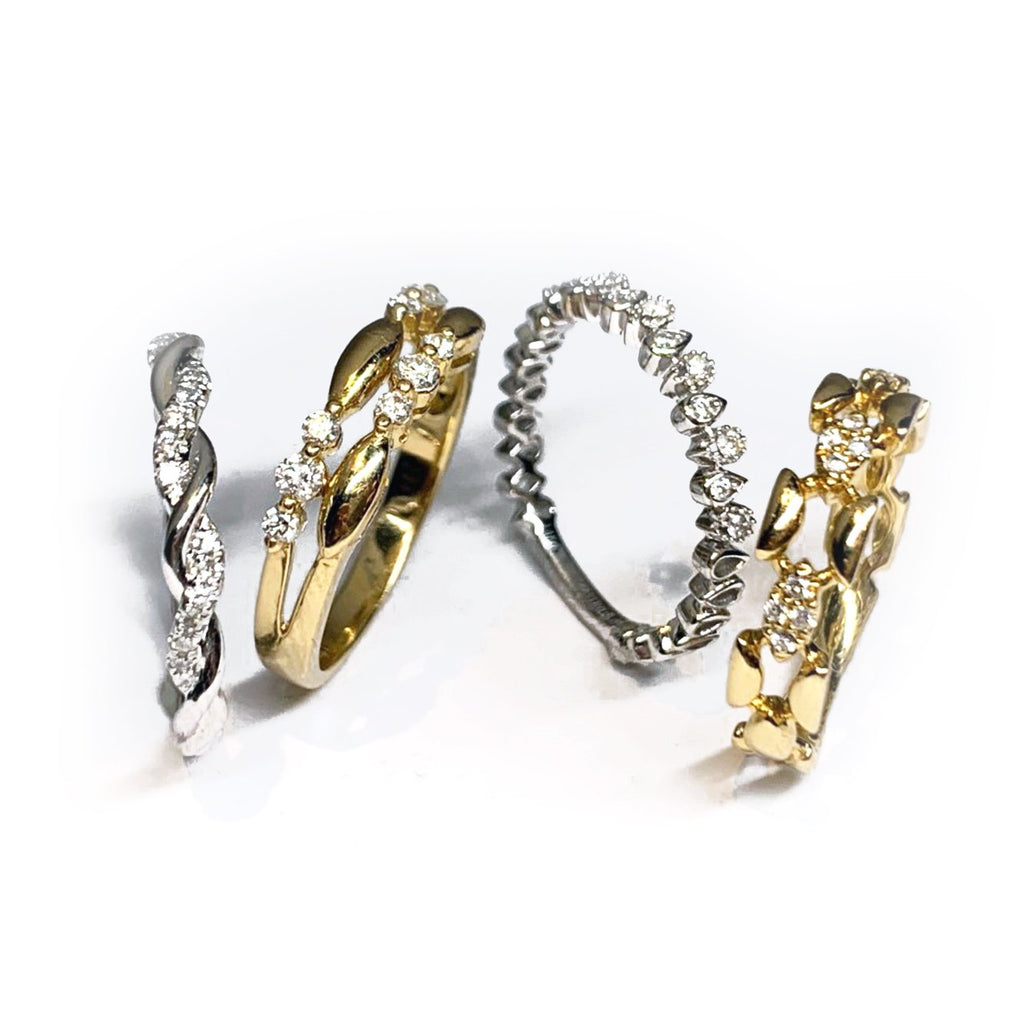 14K Gold Link Diamond Fashion Stack Ring SR43574
