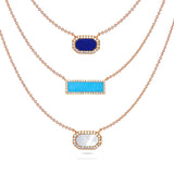 14K Turquoise Horizontal Octagon Bar Necklace N4057TQ