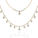14k Gold Curved bar with star charm necklace N41949