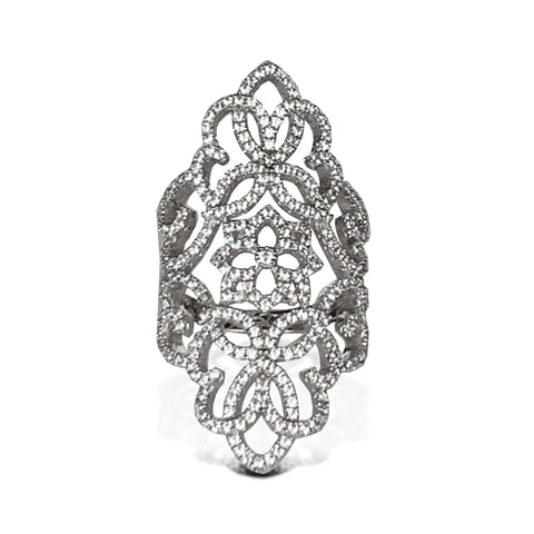 14k gold diamond white topaz designer stackable ring MR45626