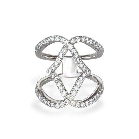 14k gold diamond criss cross fashion ring MR42553