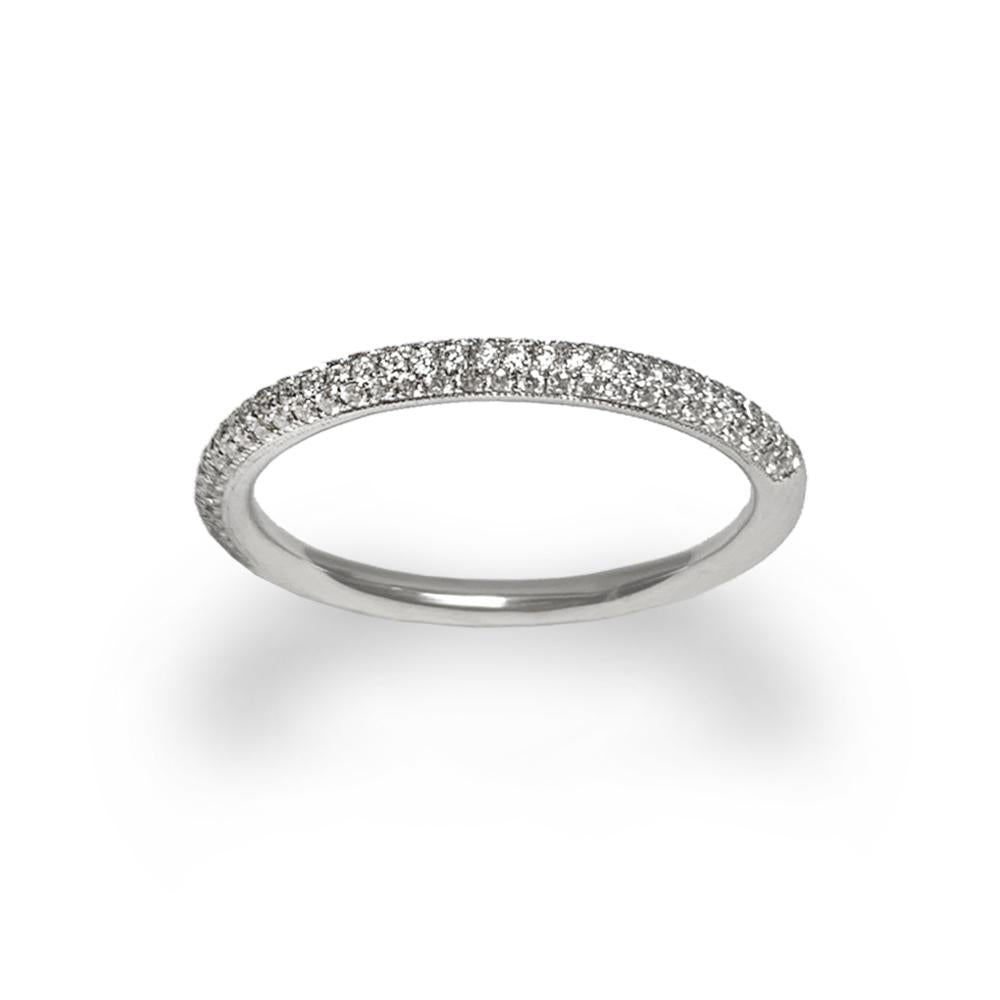 14k pave diamond stack ring wedding band LWS520W