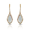 14k gold art deco ornate kite white topaz diamond dangle earrings ME1331TOW