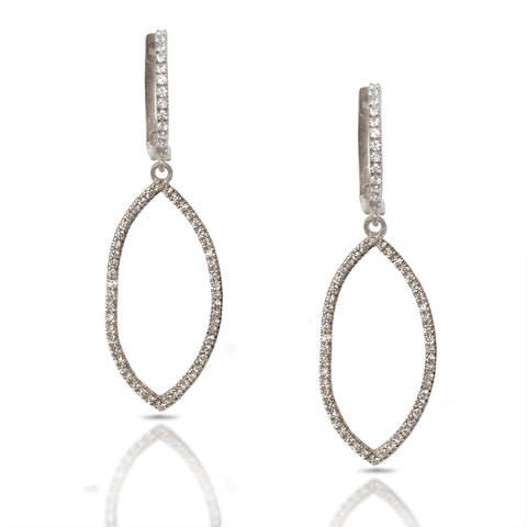 14k gold diamond pave bar fashion drop earrings E662