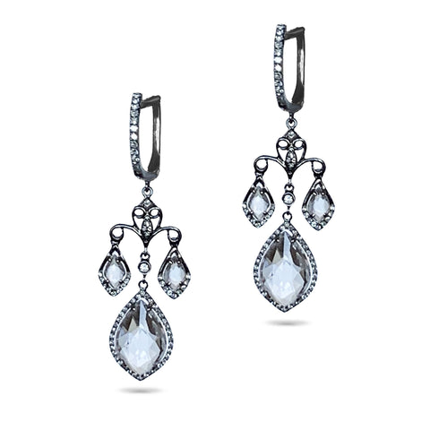14K Irregular Triangle Dangle Diamond Earrings ME23755