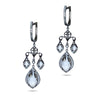14k Halo Blue Topaz Diamond Chandelier Earrings ME21852
