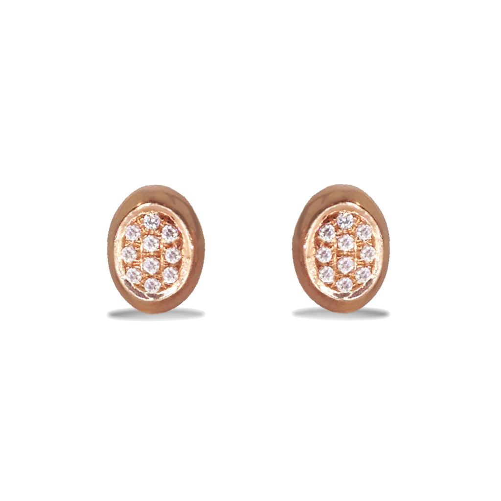 14k gold oval diamond disc stud earrings ME22814