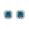 14k gold cushion octagon london blue topaz diamond stud earrings ME2315