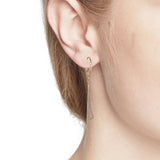 14K Offset Triangle Diamond Dangle Hoop Earrings ME23779