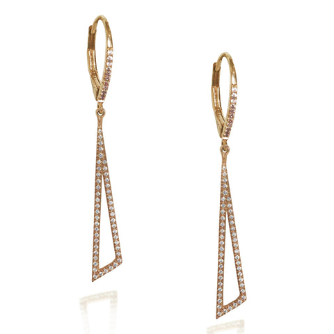 14K Gold Art Nuevo Pave Diamond Dangle Earring E654