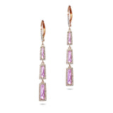 14k gold baguette pink amethyst and diamond earrings ME26198PM