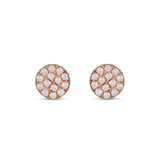 14K Small Pave Diamond Disc Stud Earrings ME24627