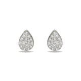 14K Gold Teardrop Pave Stud Diamond Earrings ME24633