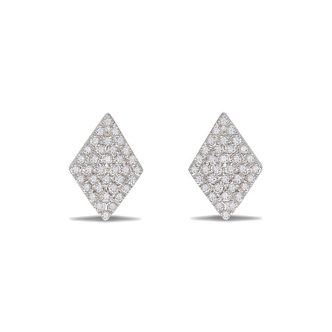 14k gold pave diamond bar stud earrings ME2157