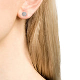 14K Pave Round Diamond Disc Stud Earrings ME26081