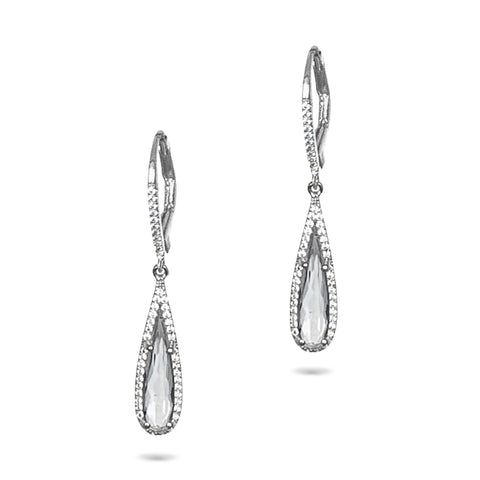 14k oval white topaz & diamond halo earrings ME31591WT