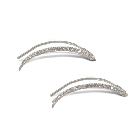 14k gold long diamond curvy fashion drop earrings E680