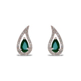 14K Gold Diamond Teardrop Emerald Stud Earring ME3547E