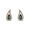 14K Gold Diamond Teardrop Emerald Stud Earring ME3547E