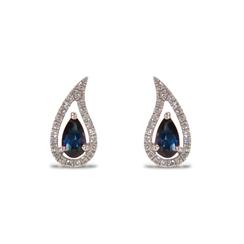14K Gold Diamond Crescent Moon Stud Earrings 552687