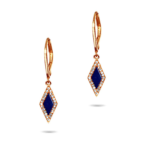 14k gold art deco onyx and  diamond Drop dangle earrings ME26200