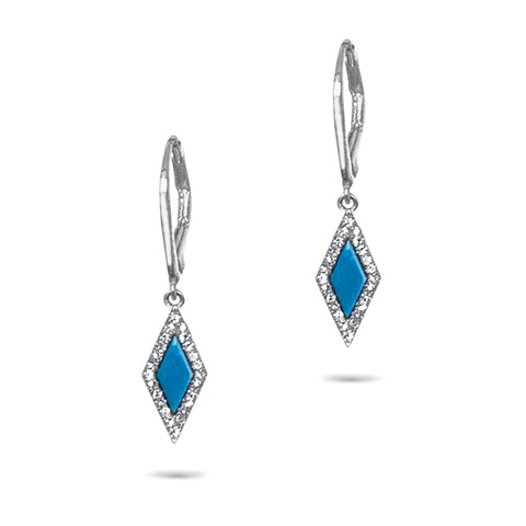 14k gold long diamond hoop wire diamond earrings E696