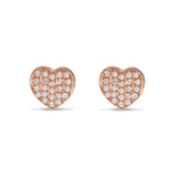 14k gold heart pave diamond stud earrings ME8953