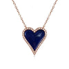 14k Heart lapis halo diamond necklace MN00056