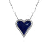 14k Heart lapis halo diamond necklace MN00056