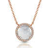 14K Gold Round Halo Diamond & White Topaz Necklace MN22498WT