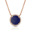 14K Gold Round Halo Diamond & Lapis Necklace MN22498LP