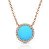 14K Gold Round Halo Diamond & Turquoise MN22498TQ