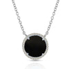 14K Round Halo Diamond & Onyx Necklace MN22501OX