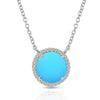 14K Round Halo Diamond & Turquoise Necklace MN22501TQ