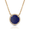 14K Round Halo Diamond & Lapis Necklace MN22501LP