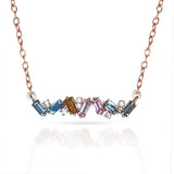 14k multi color rainbow baguette necklace MN3340R