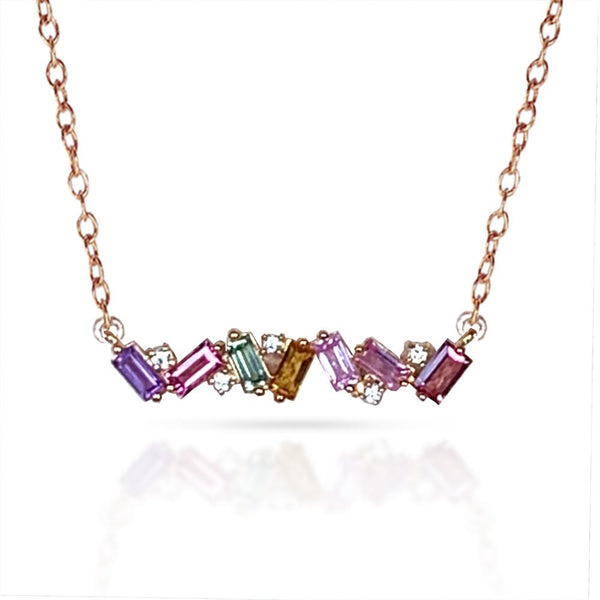 Rainbow baguette deals necklace