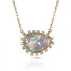 14k gold Ethiopian opal & diamond necklace MN3348