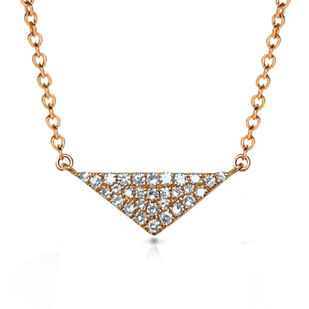 14K Pave Diamond triangle choker charm necklace MN42716
