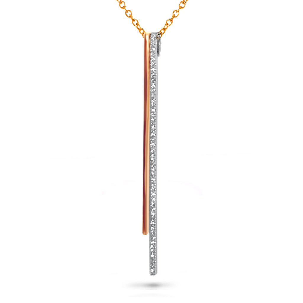 14k Two tone vertical diamond bar necklace MN43032