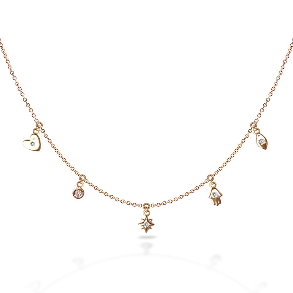 Diamond Charm Choker Necklace - KAMARIA