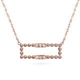 14K Open rectangular beaded diamond necklace MN45526